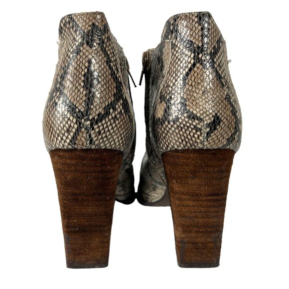 Jeffrey Campbell Ibiza Desmond Leather Heeled Ankle Booties Snakeskin Size 8.5 - Picture 4 of 11